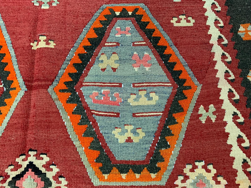 5x9 Red and Brown Turkish Tribal Rug