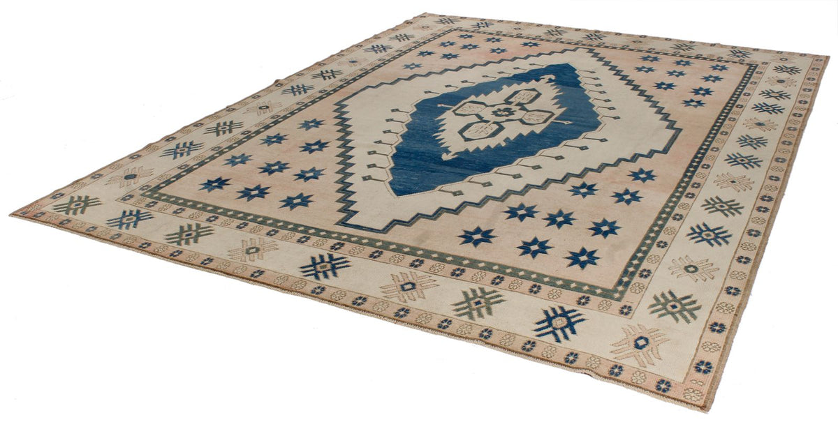 9x11 Navy and Pink Turkish Tribal Rug