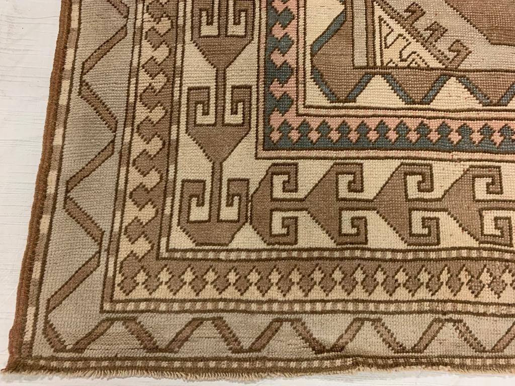 9x12 Ivory and Brown Turkish Tribal Rug
