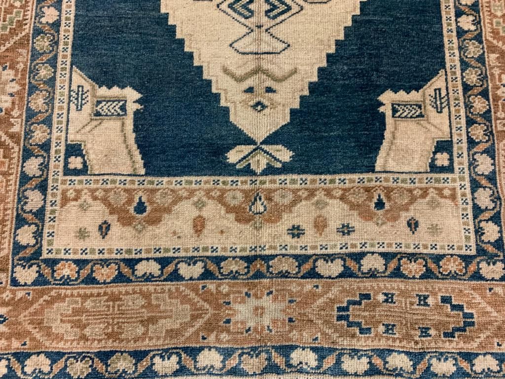 4x7 Ivory and Brown Turkish Tribal Rug