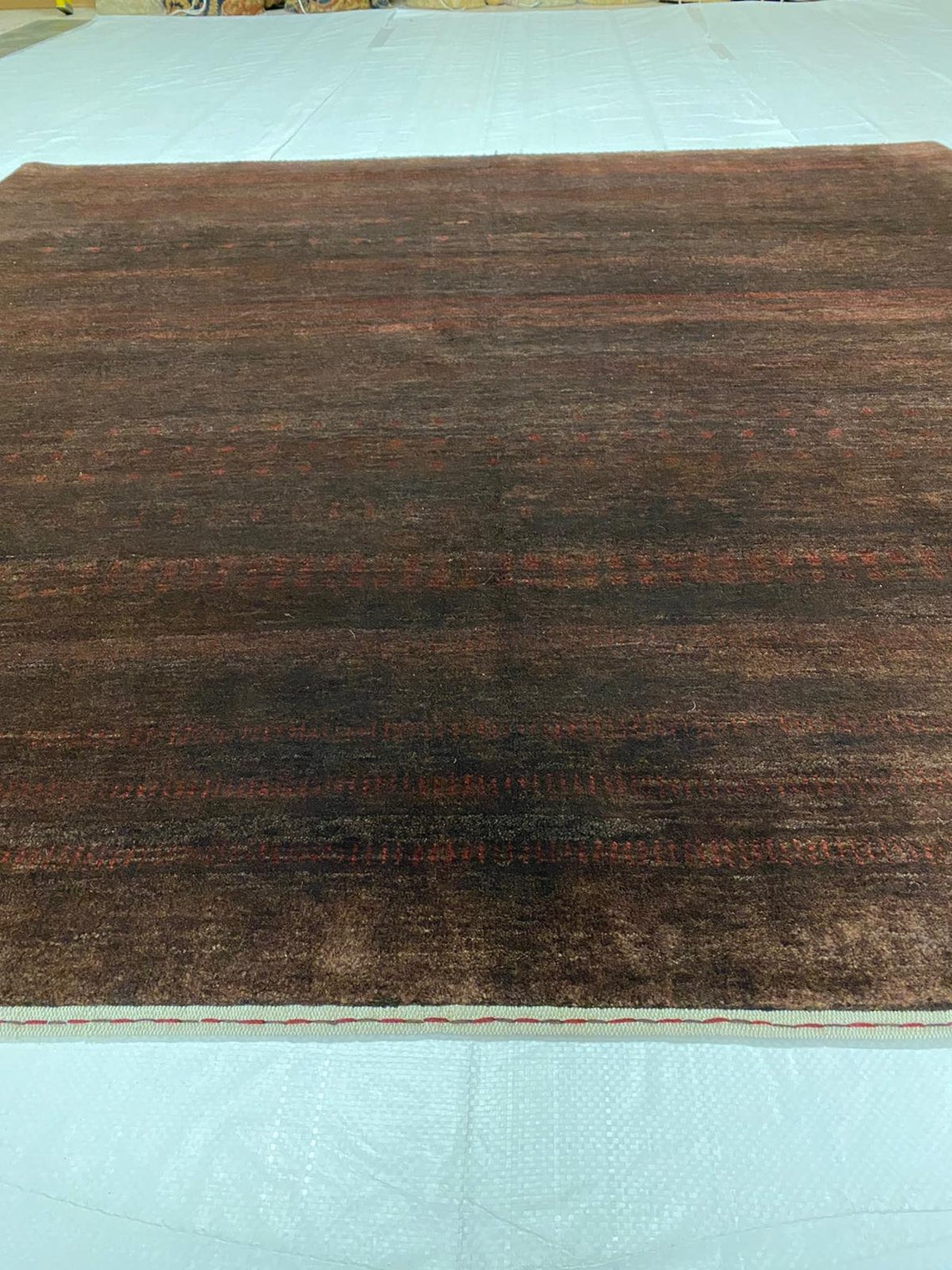 6x6 Brown and Red Modern Contemporary Rug