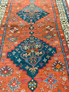 Vintage Handmade 4x6 Red and Navy Anatolian Caucasian Tribal Distressed Area Rug