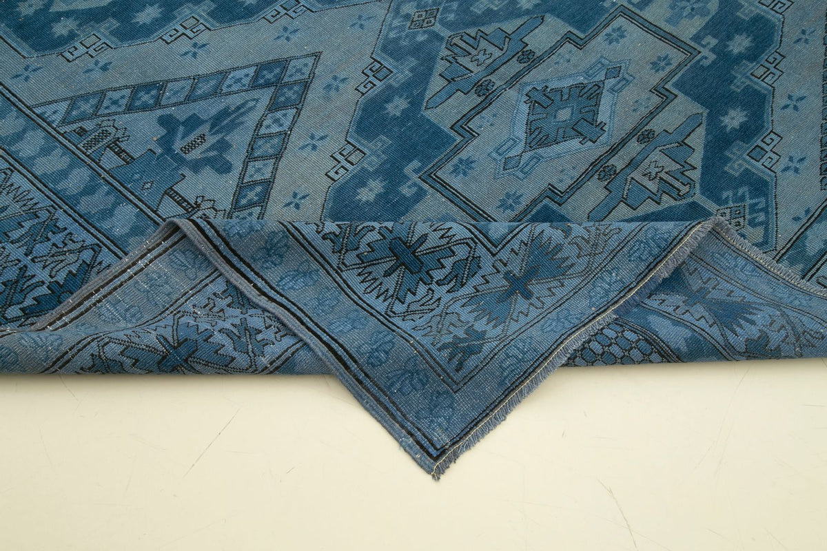 6x6 Navy and Blue Turkish Tribal Rug