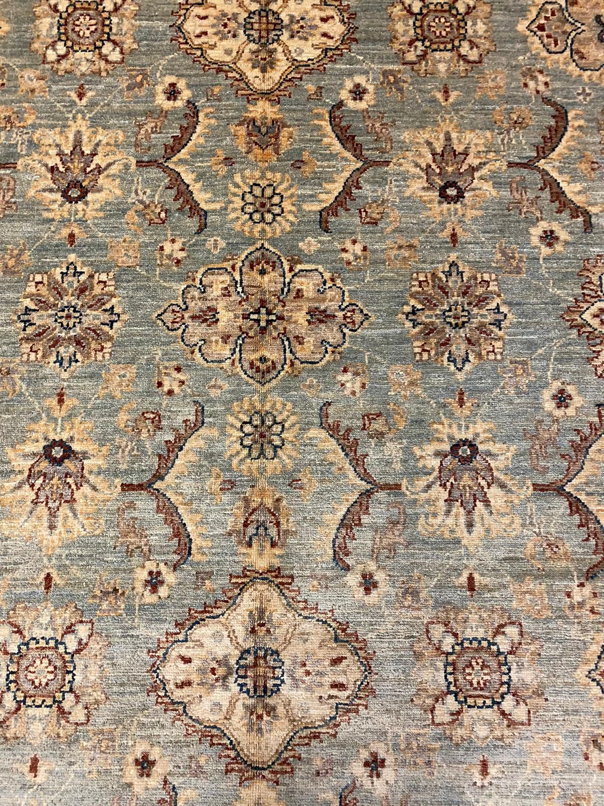 6x8 Blue and Ivory Turkish Oushak Rug
