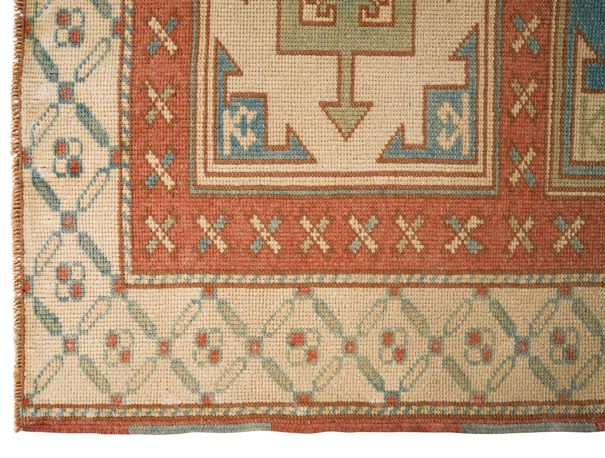 3x4 Beige and Red Turkish Tribal Rug
