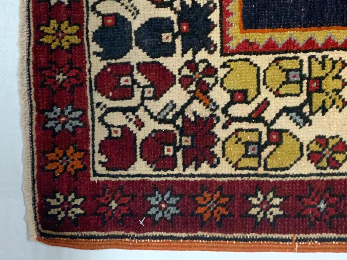 4x7 Red and Ivory Turkish Tribal Rug