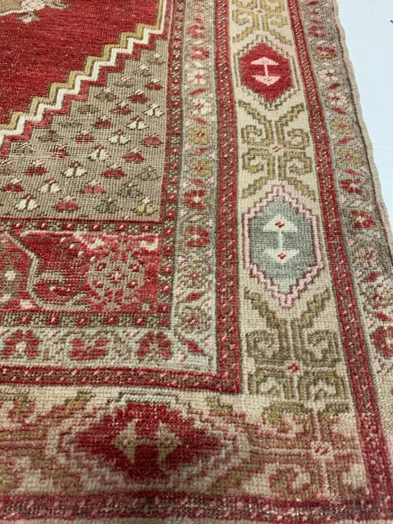 3x5 Red and Beige Turkish Tribal Rug