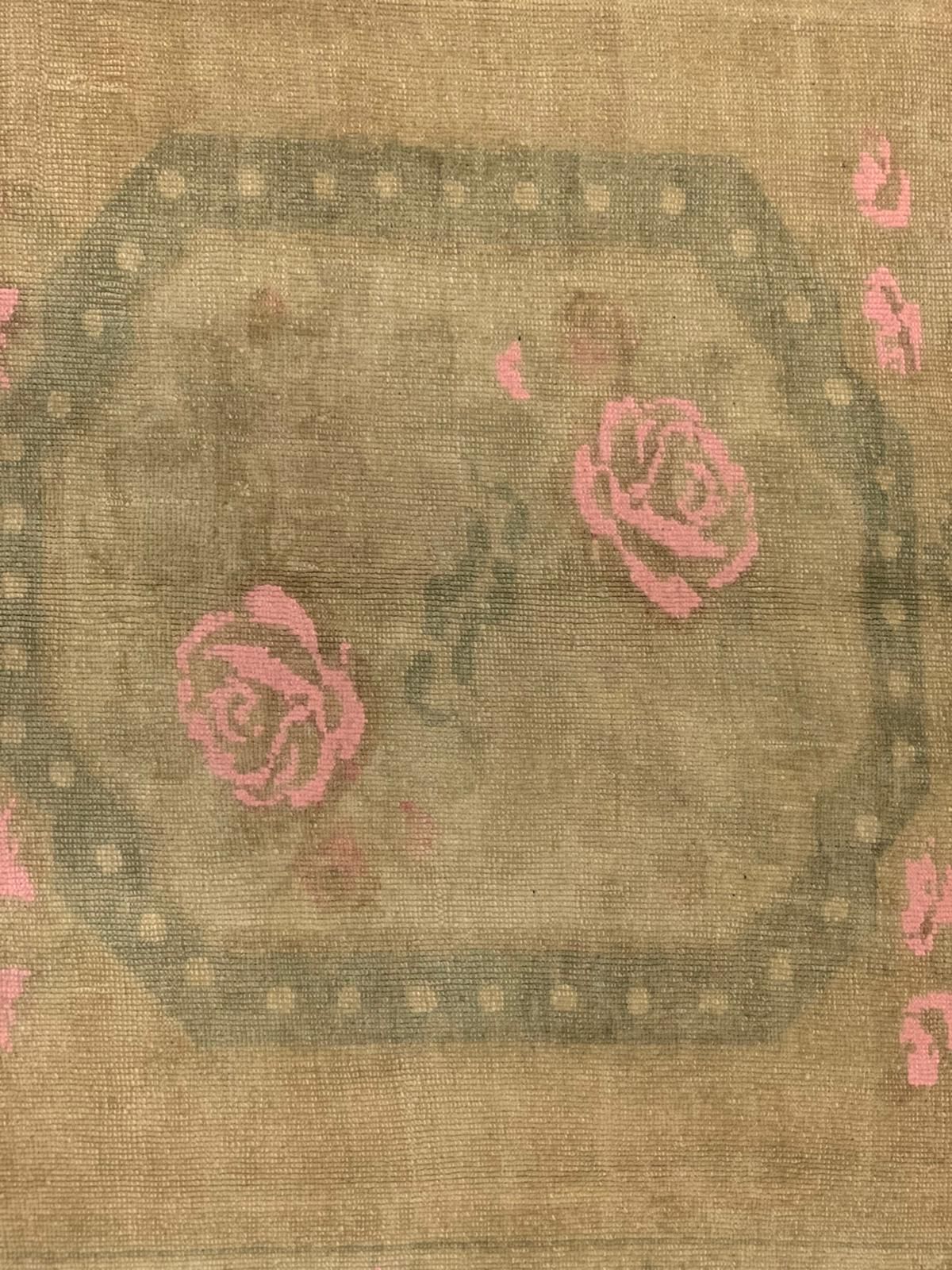 6x8 Ivory and Pink Turkish Tribal Rug