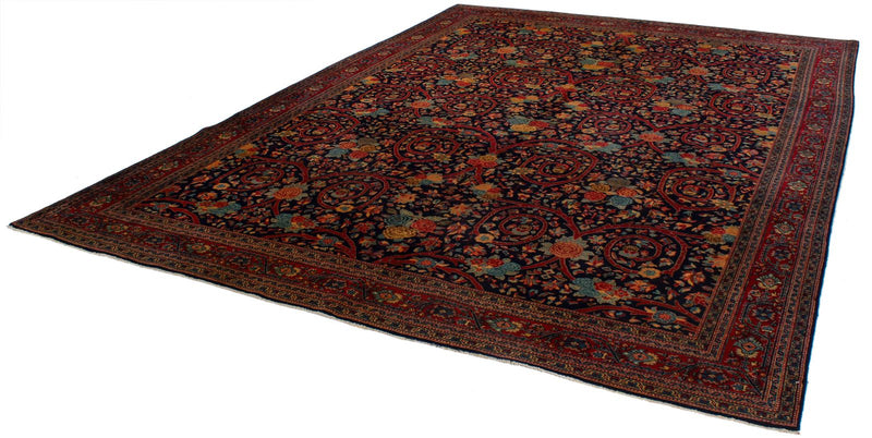 9x12 Navy and Red Persian Traditional Rug