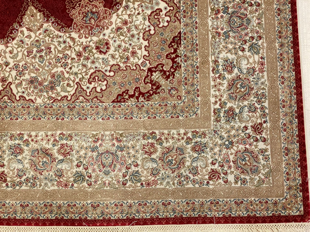 5x8 Red and Off-White Turkish Antep Rug