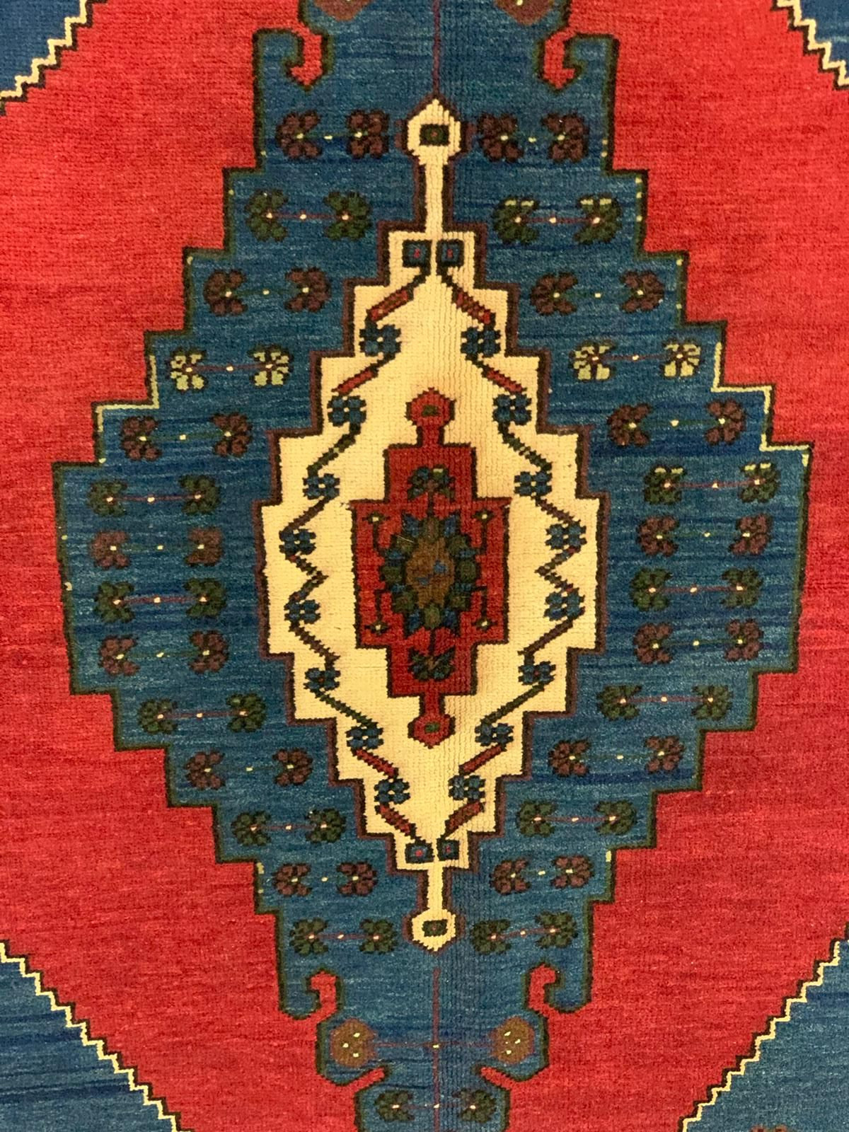 5x8 Red and Navy Turkish Tribal Rug