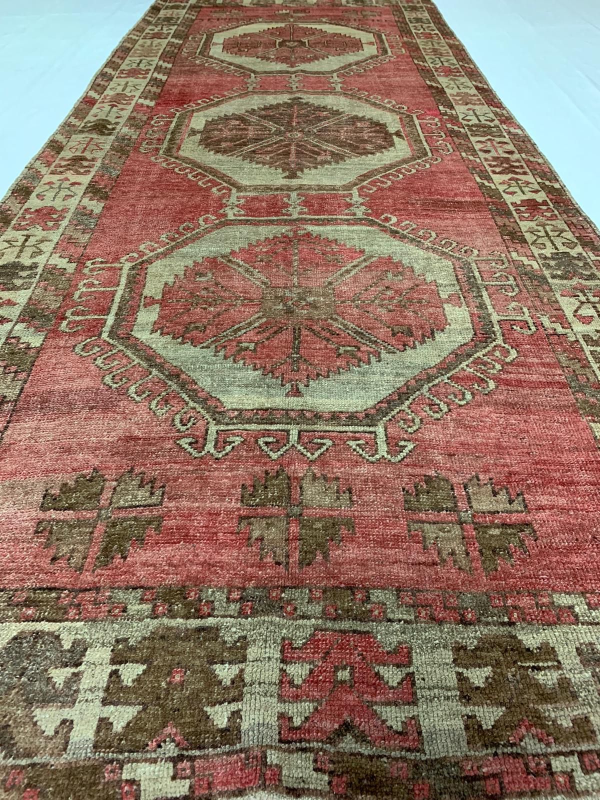 5x12 Red and Ivory Turkish Tribal Runner