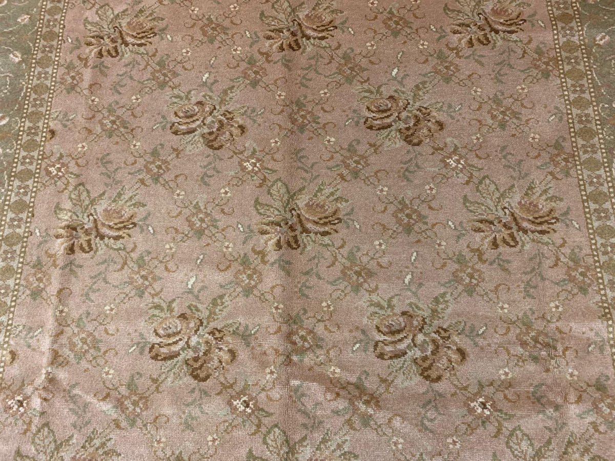 7x10 Gold and Green Turkish Oushak Rug