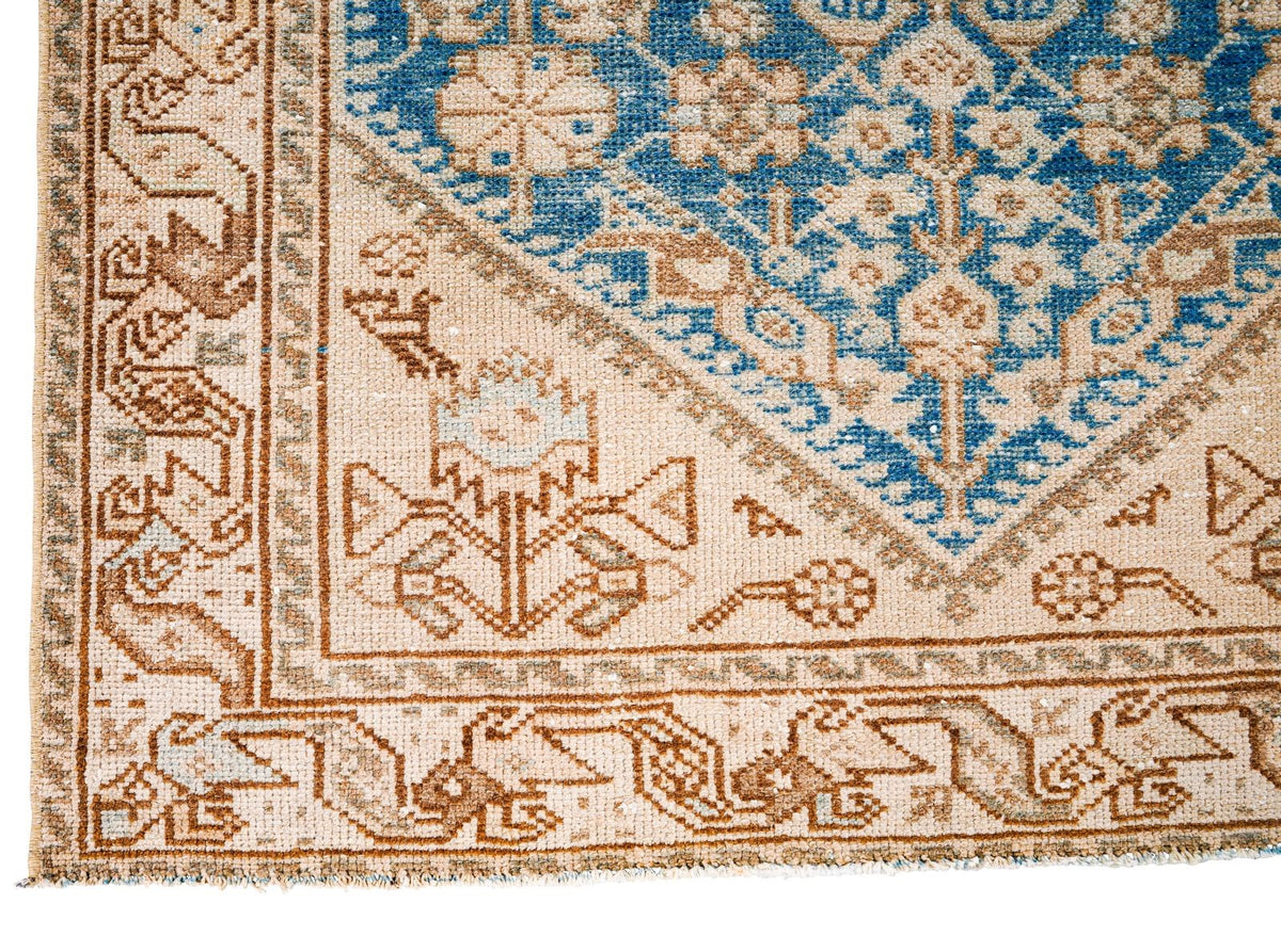 3x10 Blue and Beige Persian Tribal Runner