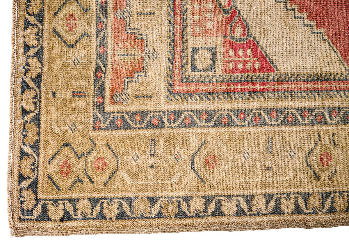 4x6 Red and Beige Turkish Tribal Rug