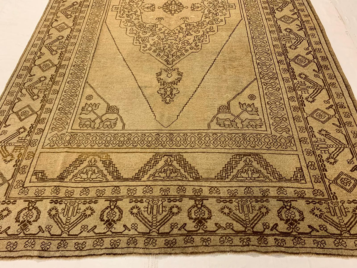 6x11 Ivory Turkish Tribal Rug