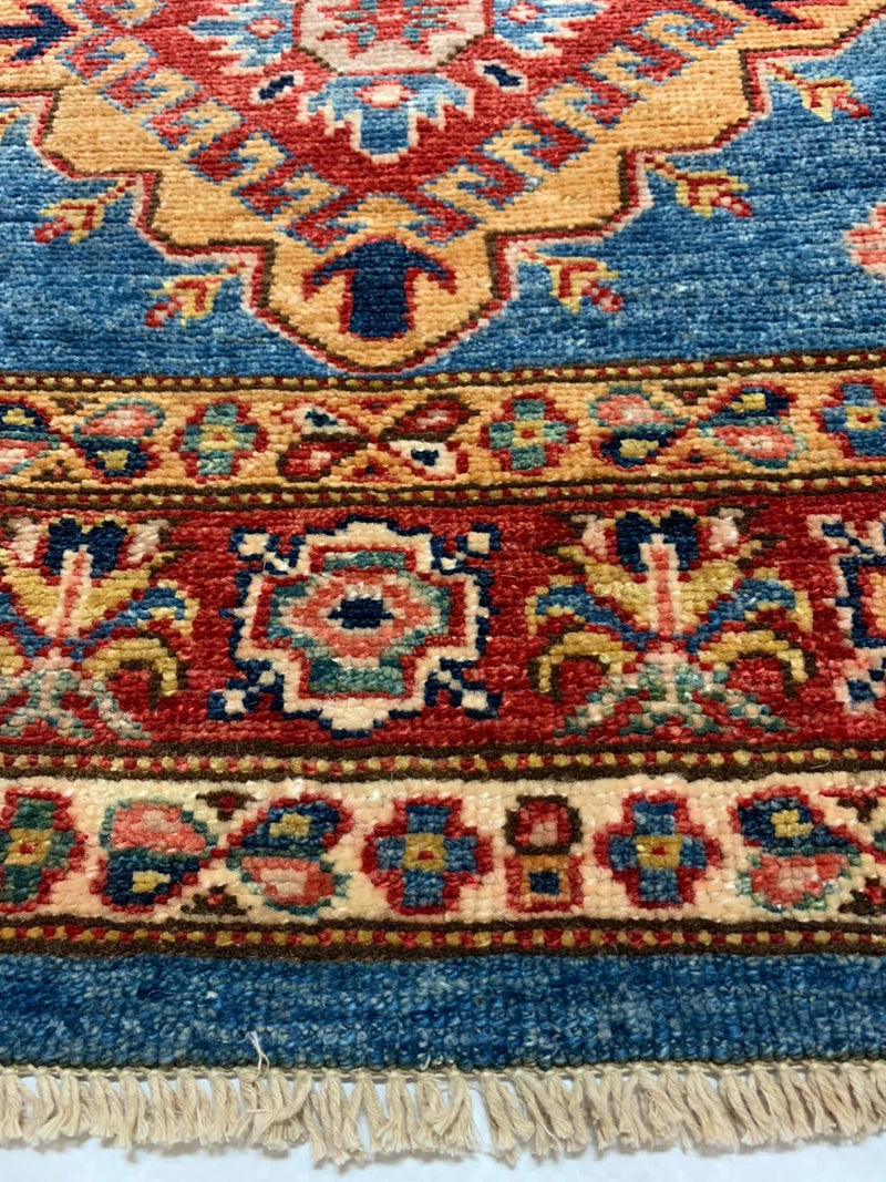 3x23 Red and Blue Kazak Tribal Runner