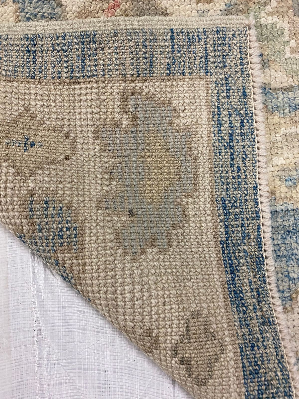 3x10 Blue and Ivory Turkish Oushak Runner