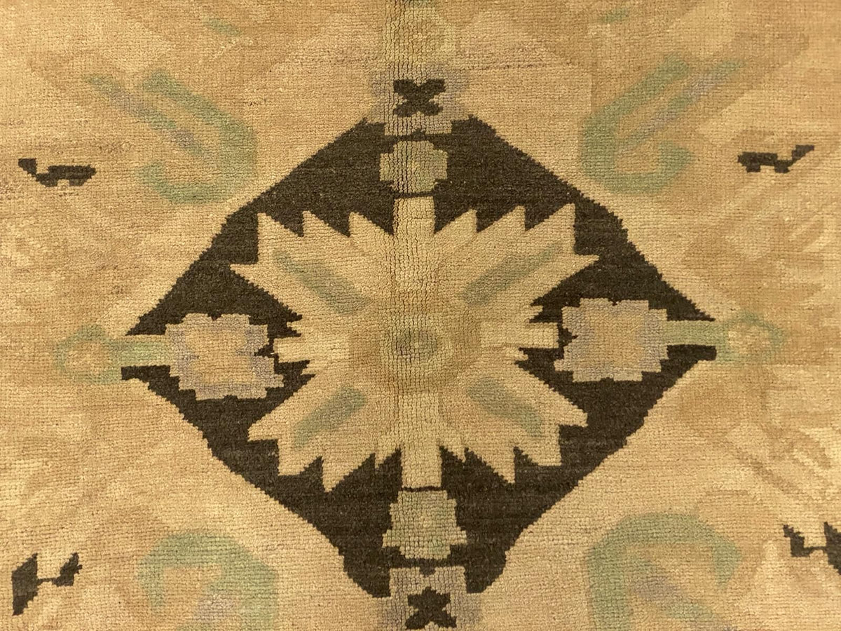 5x8 Black and Ivory Turkish Tribal Rug