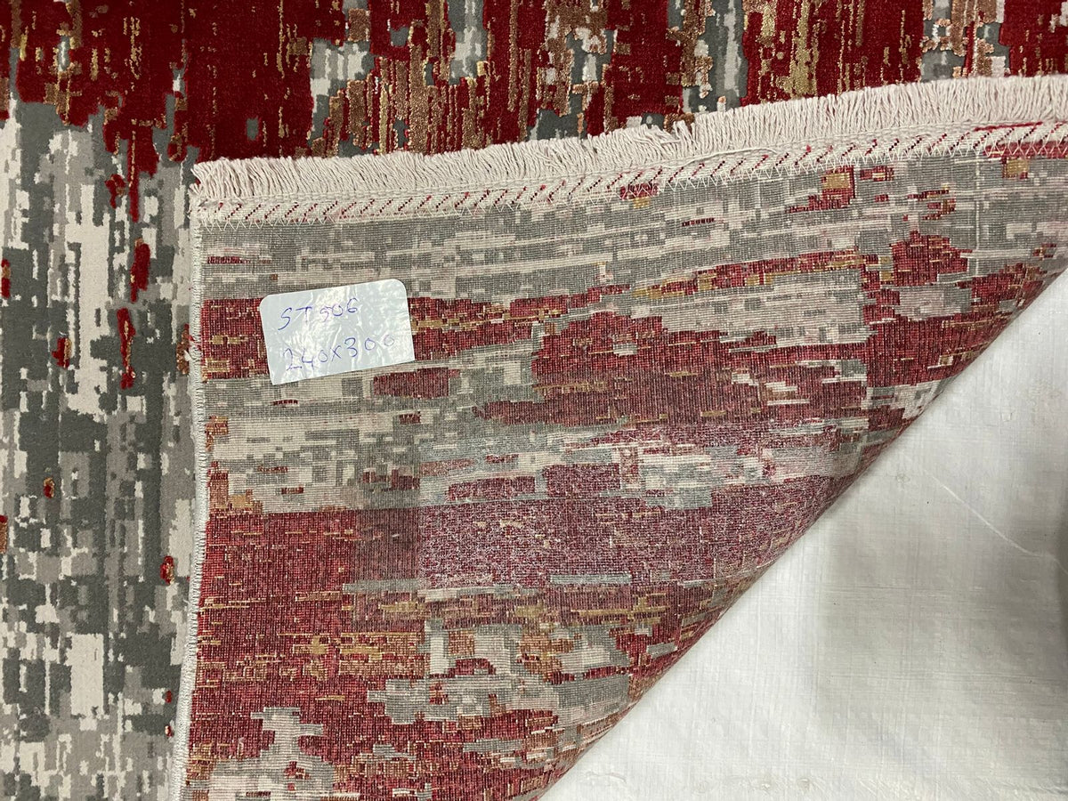 8x10 Red and Gray Turkish Antep Rug