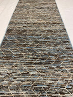 3x11 Blue and Brown Modern Contemporary Runner