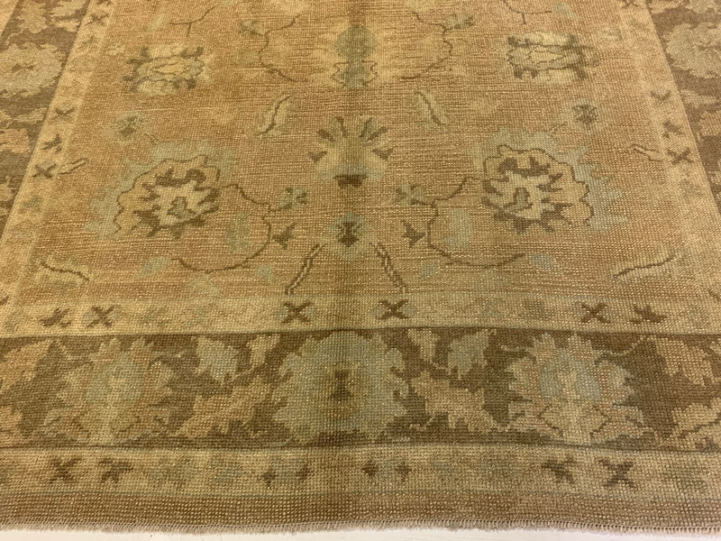 7x10 Beige and Brown Turkish Oushak Rug