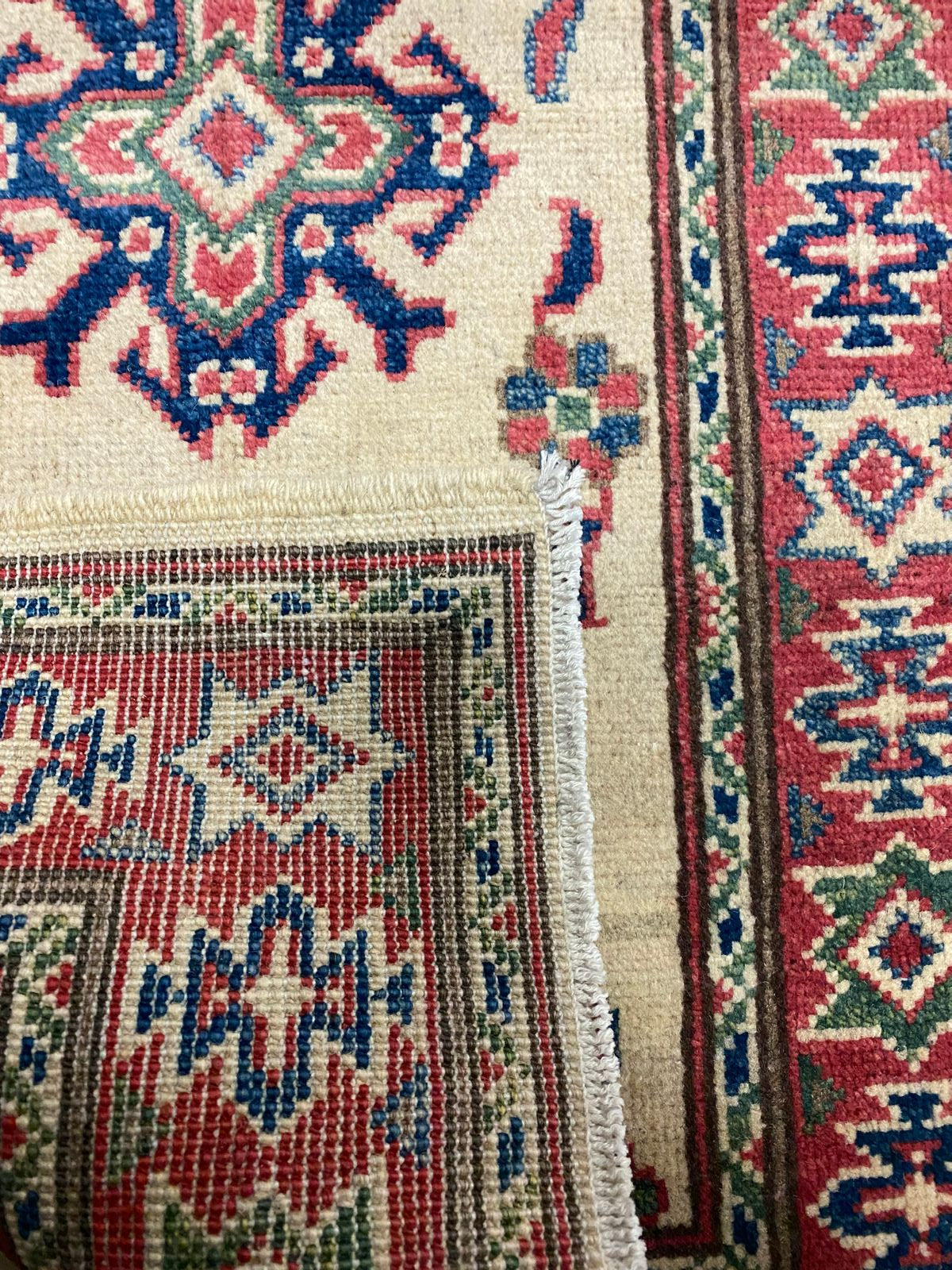 2x6 Ivory and Red Kazak Tribal Runner