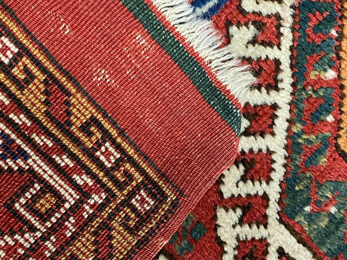 Vintage Handmade 3x5 Red and Multicolor Anatolian Turkish Tribal Distressed Area Rug