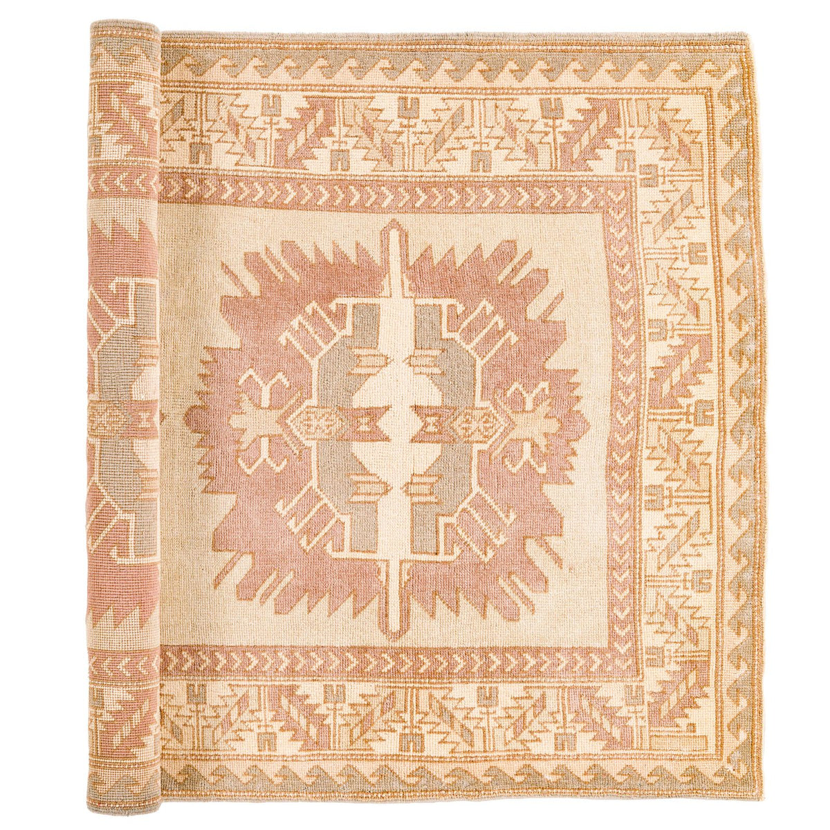 4x7 Beige and Brown Anatolian Tribal Rug