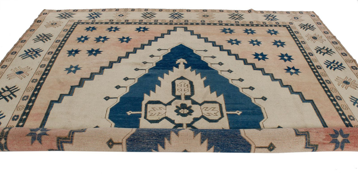 9x11 Navy and Pink Turkish Tribal Rug
