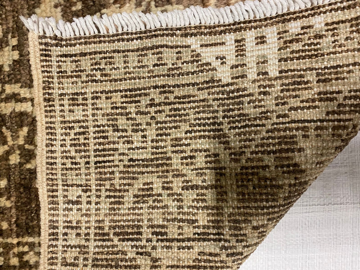 4x6 Brown and Ivory Anatolian Tribal Rug