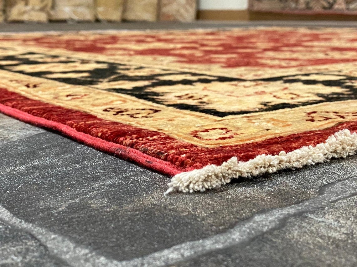 4x5 Red and Black Turkish Oushak Rug
