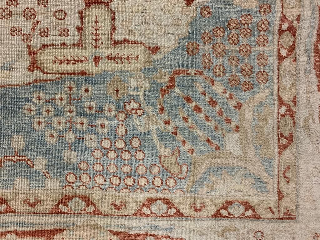 8x10 Blue and Ivory Turkish Oushak Rug