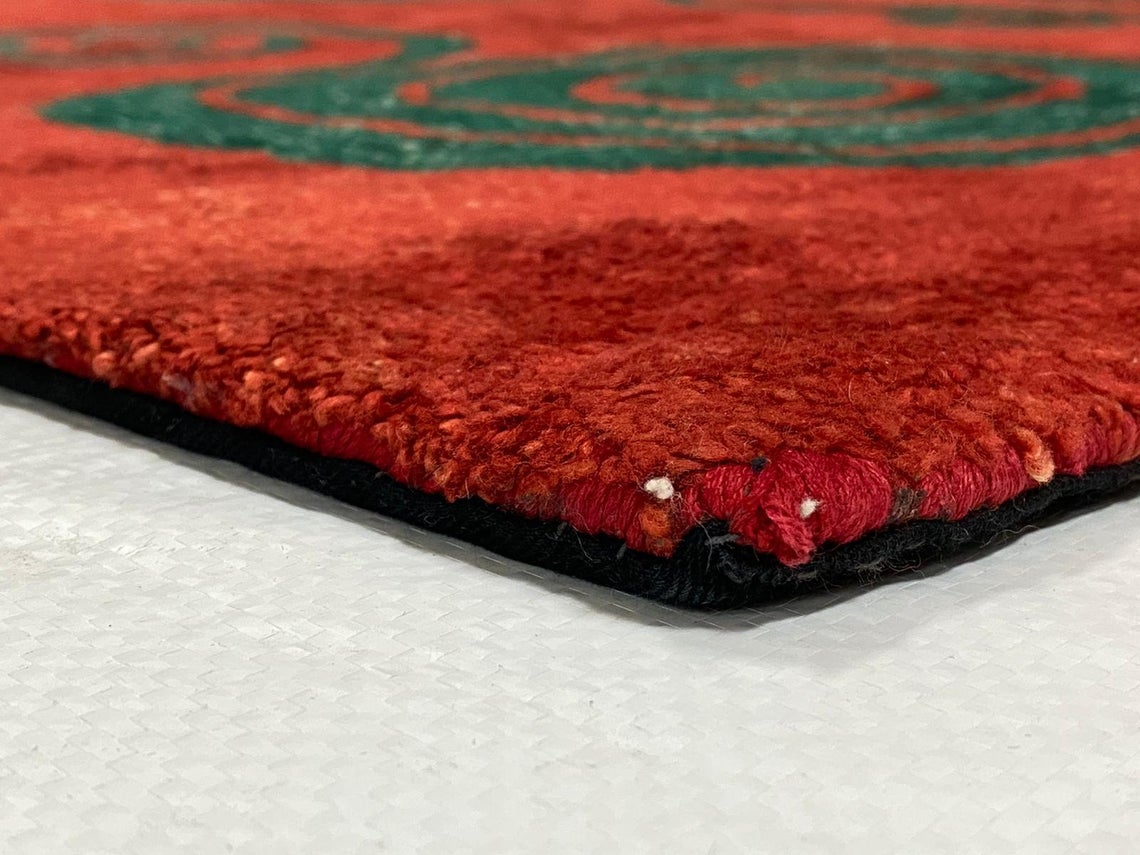 6x8 Green and Red Modern Contemporary Rug