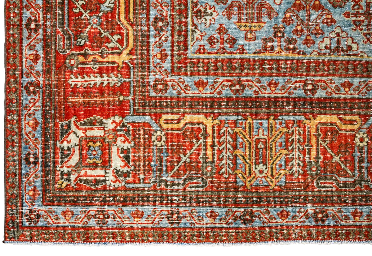 10x13 Rust and Blue Persian Rug