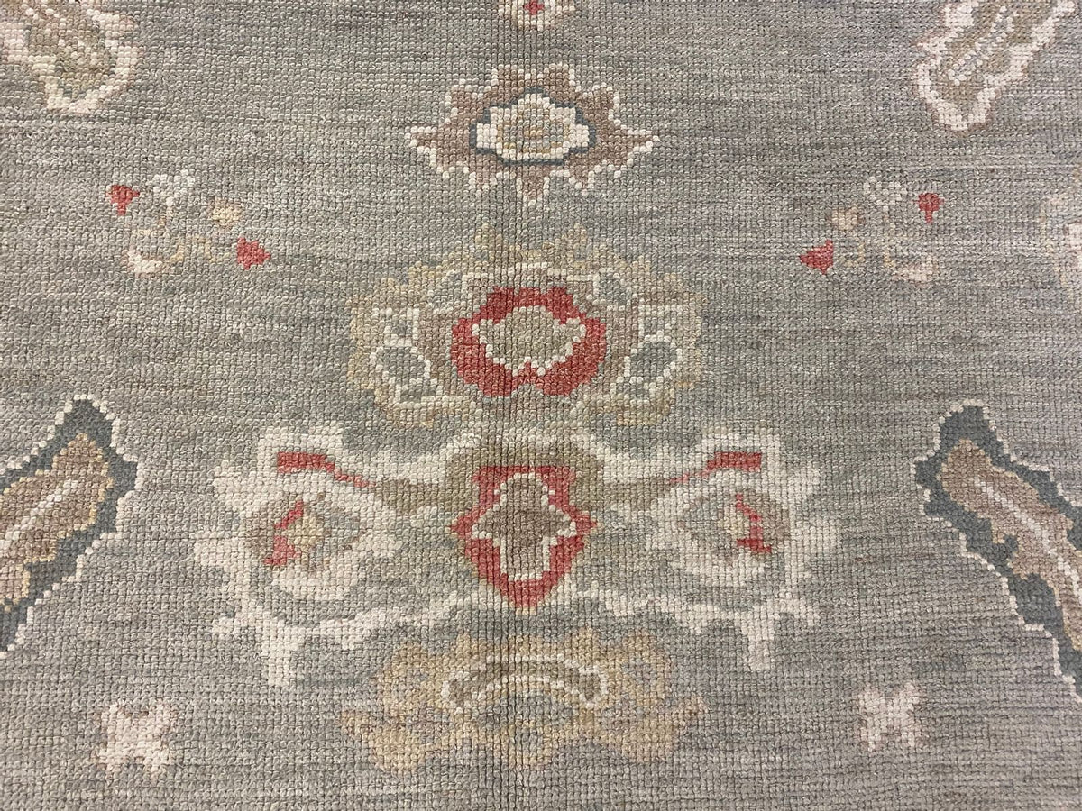 9x10 Gray and Ivory Turkish Oushak Rug
