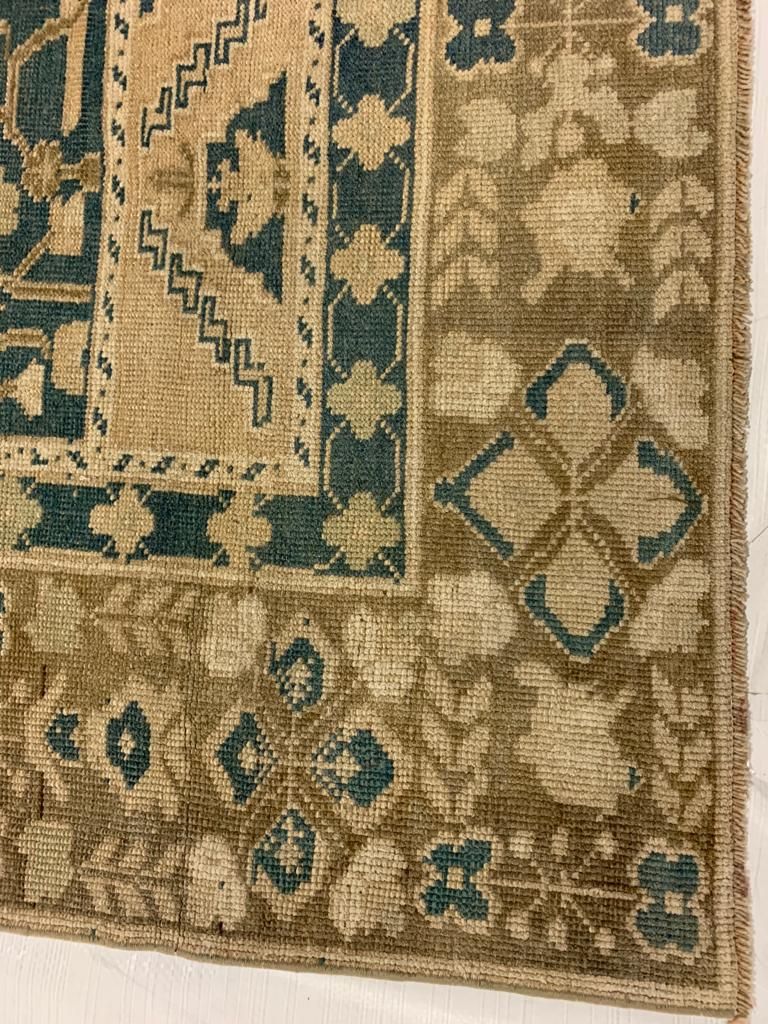 6x10 Ivory and Blue Turkish Tribal Rug