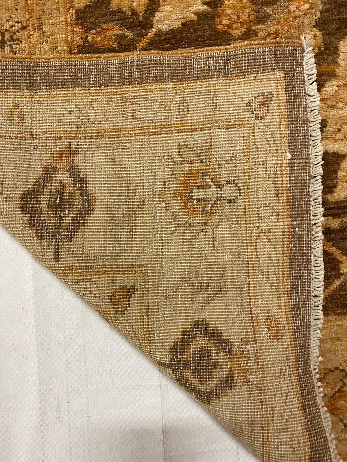 4x10 Brown and Ivory Turkish Oushak Runner