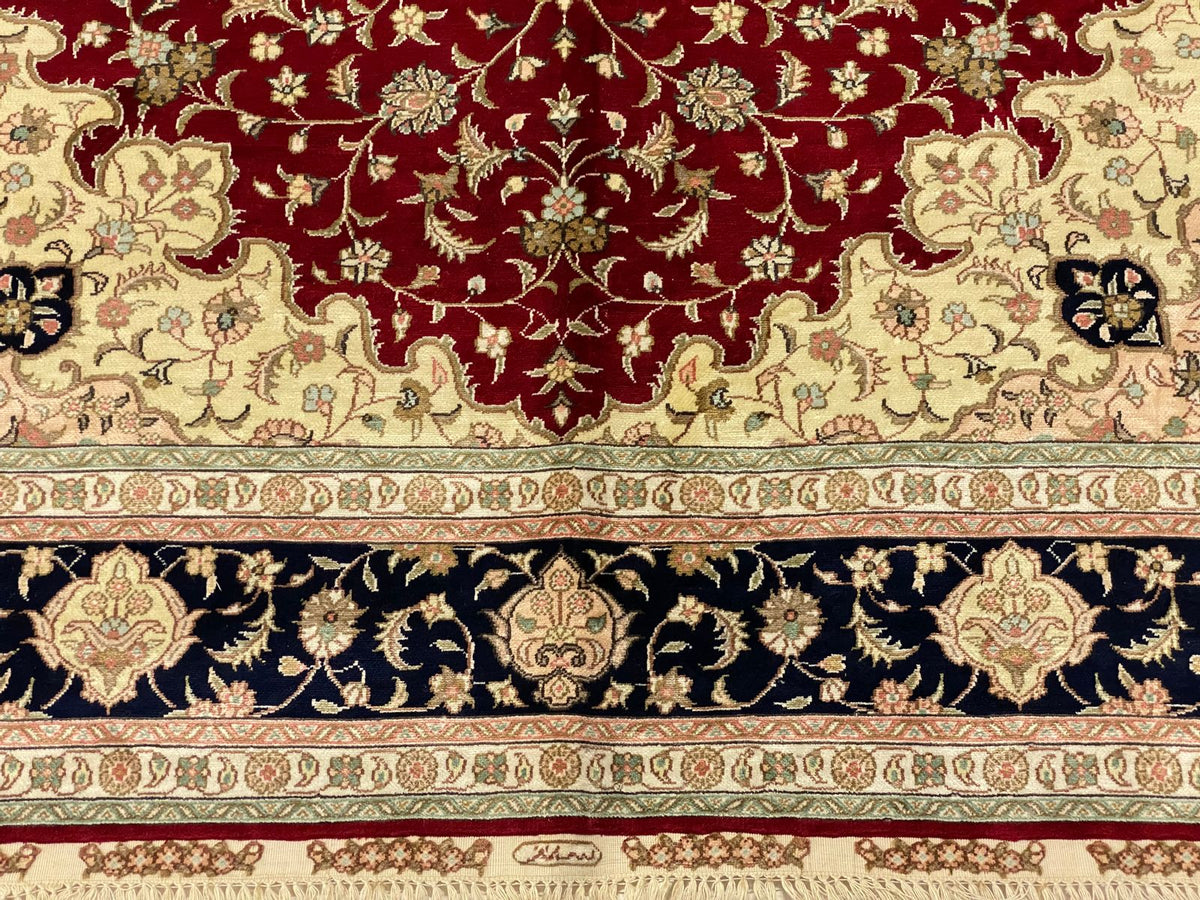 5x8 Red and Navy Turkish Silk Rug