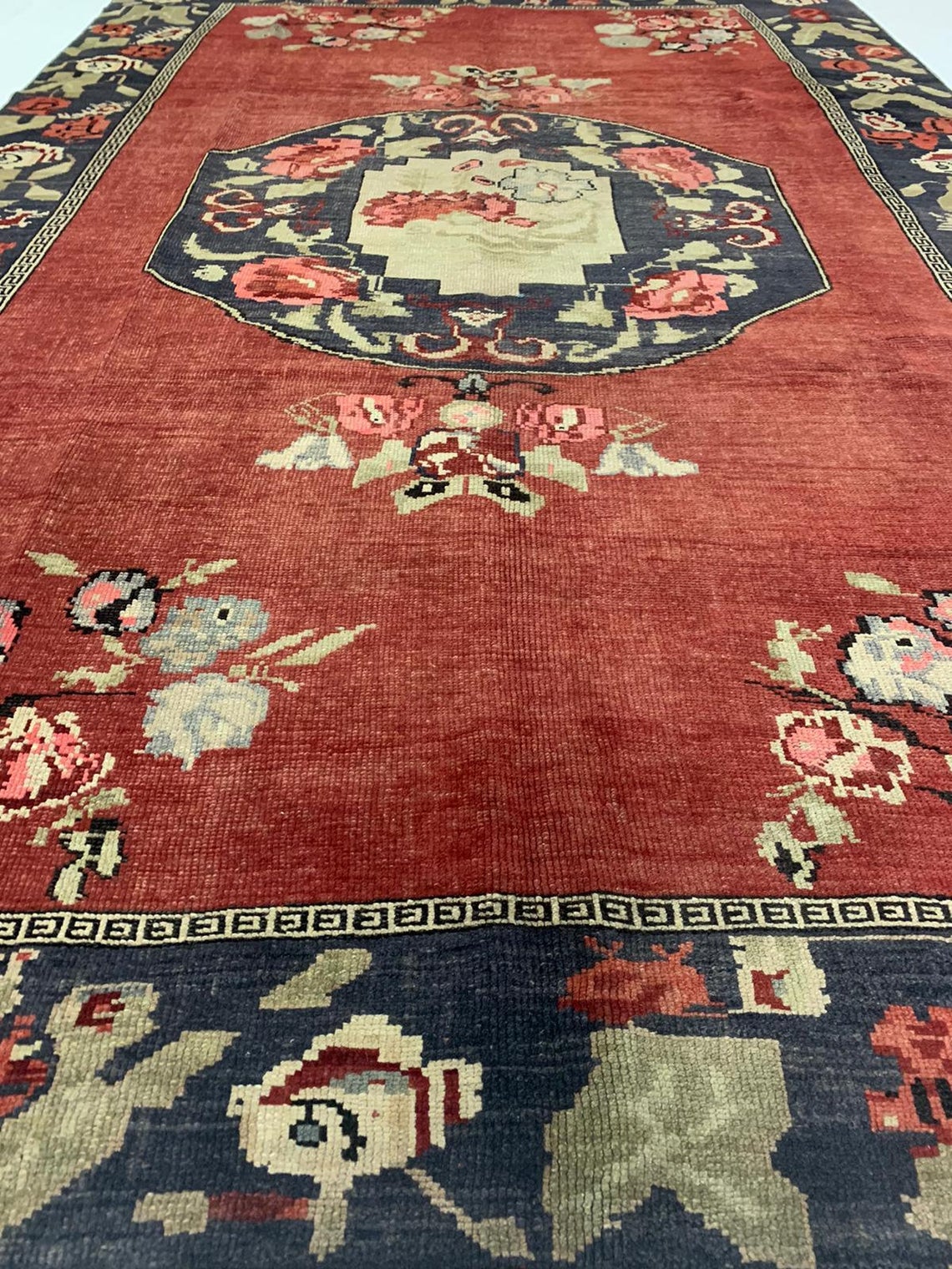 6x9 Red and Gray Turkish Tribal Rug