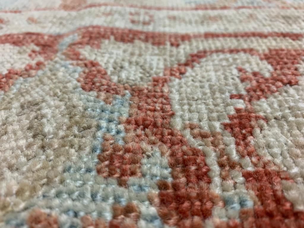 5x7 Blue and Red Turkish Oushak Rug