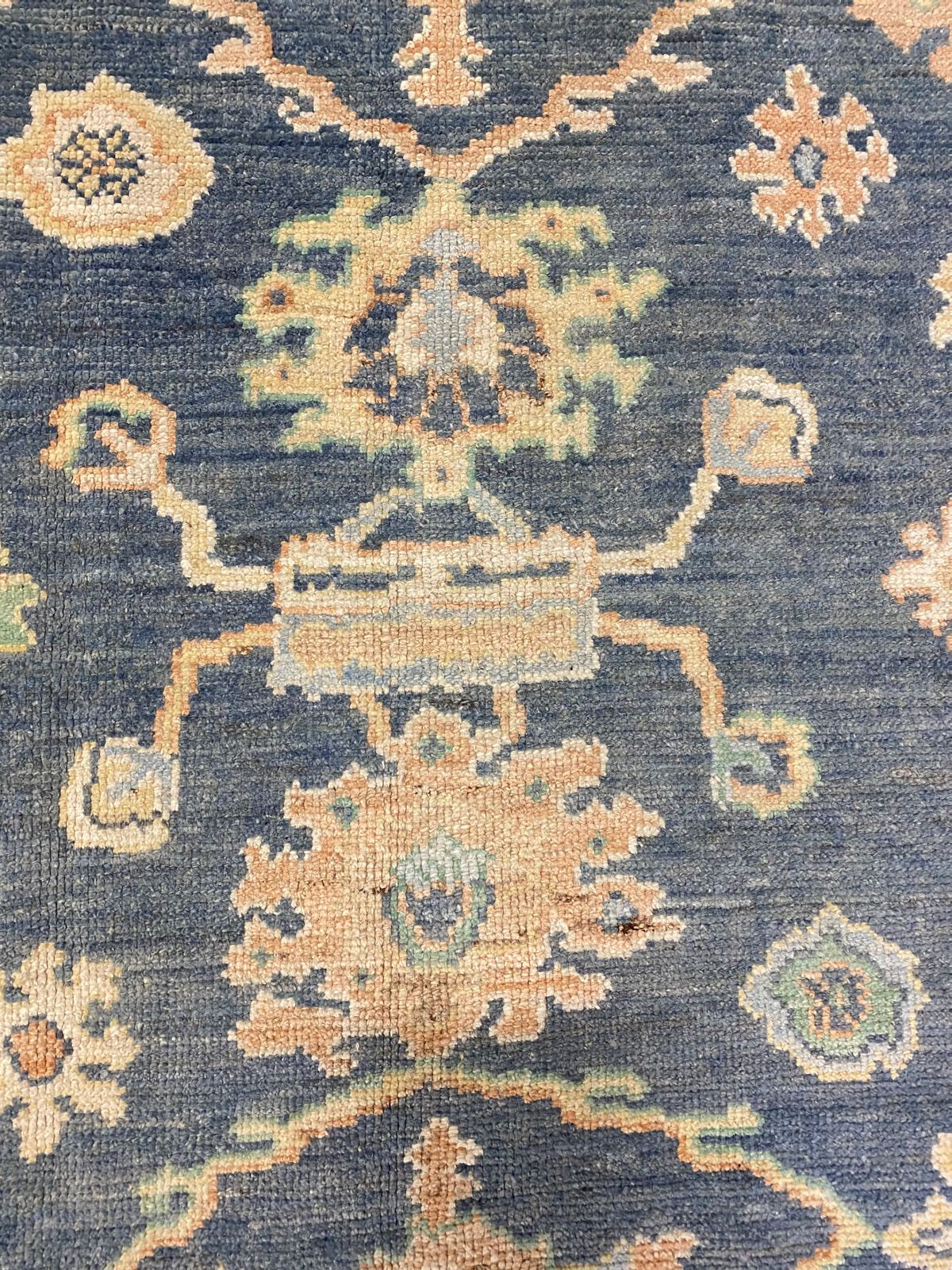 8x10 Blue and Ivory Turkish Oushak Rug