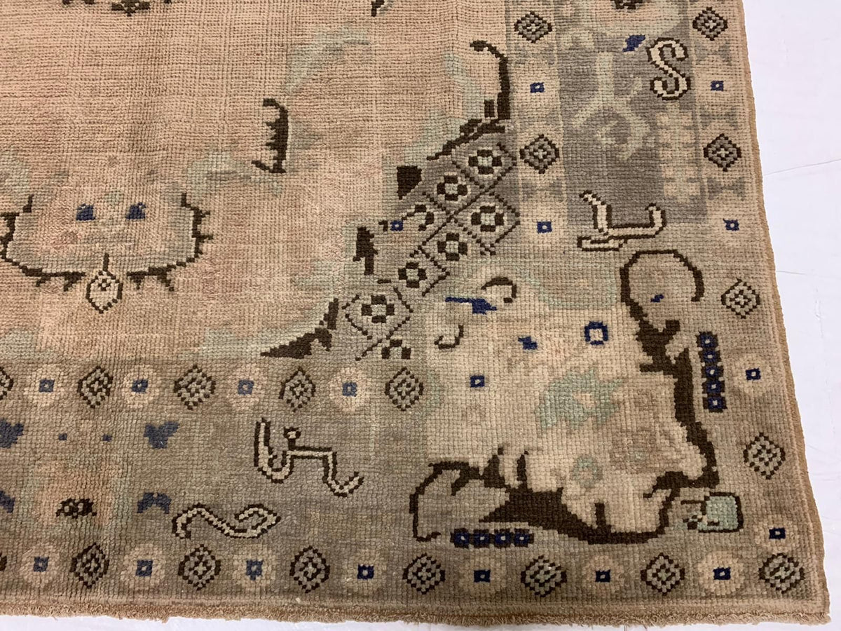 6x10 Ivory Turkish Tribal Rug