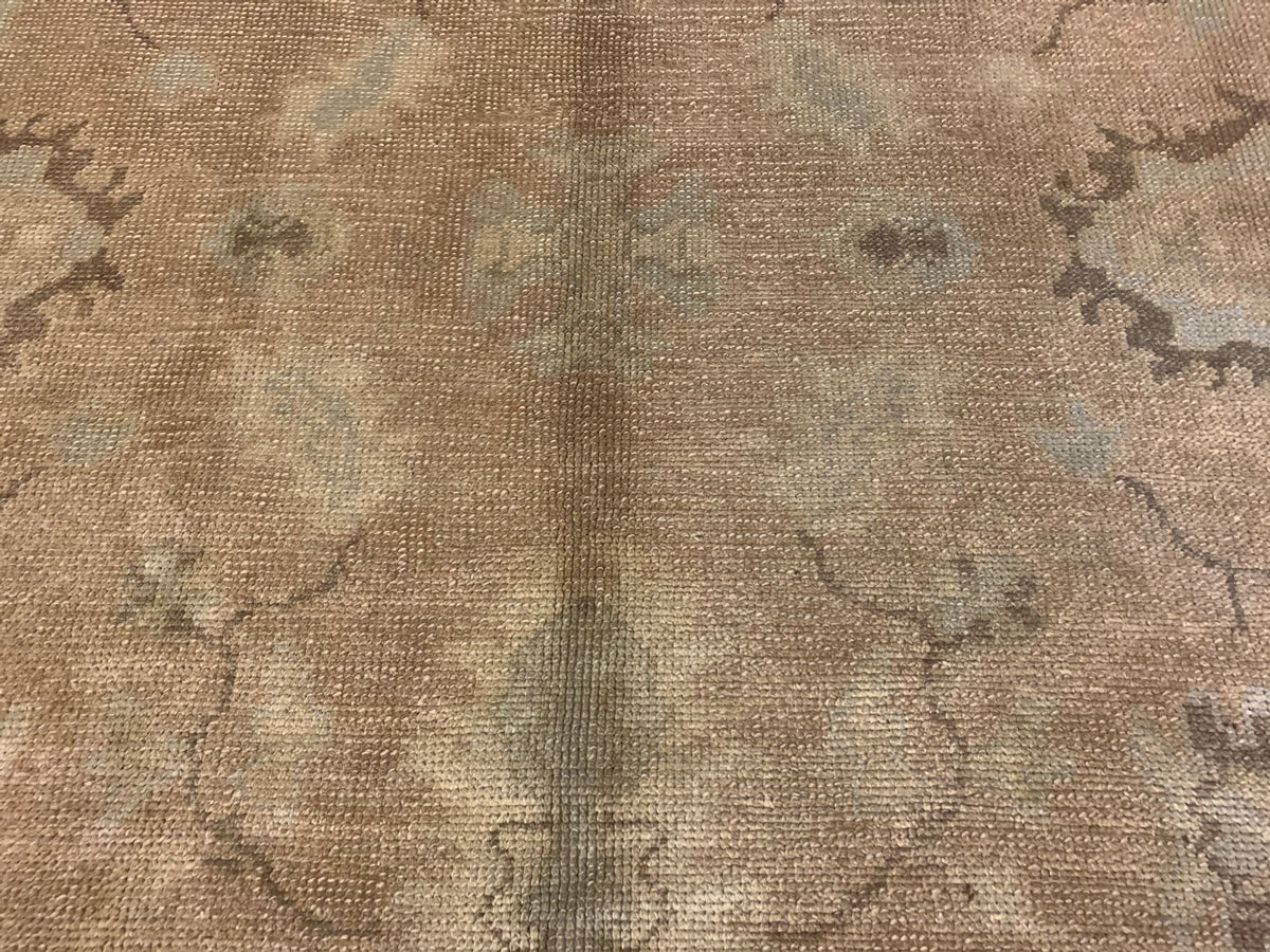 7x10 Beige and Brown Turkish Oushak Rug