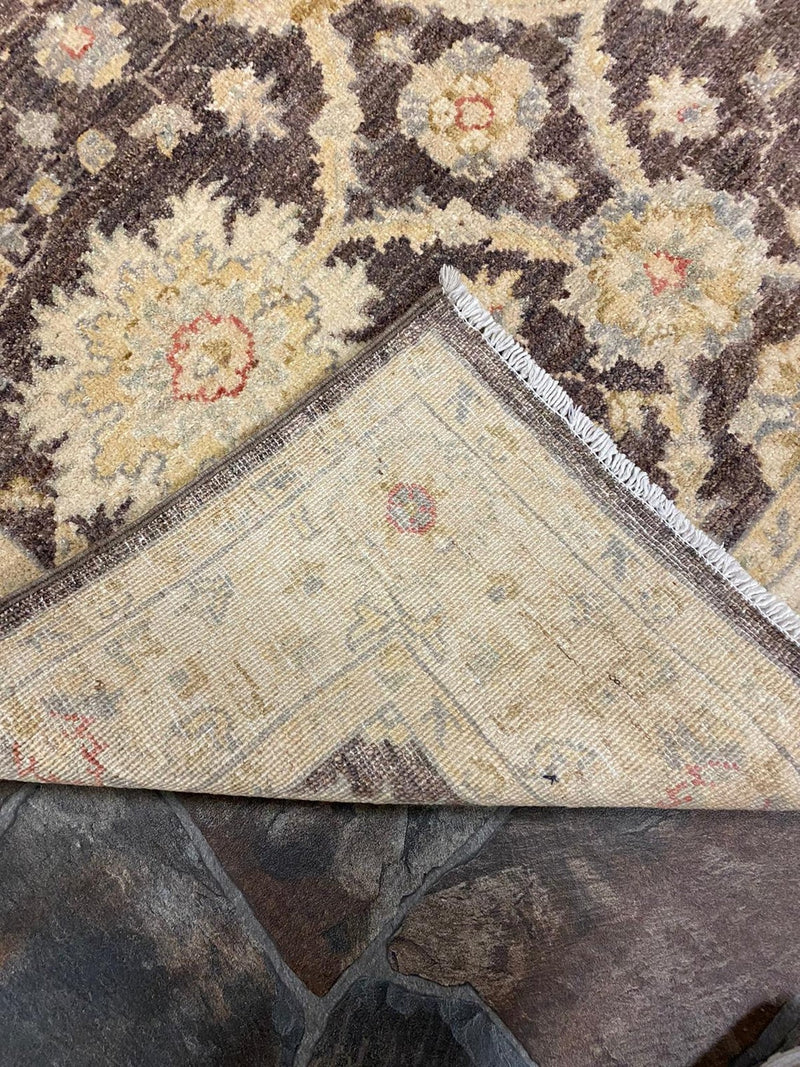 4x6 Brown and Ivory Turkish Oushak Rug