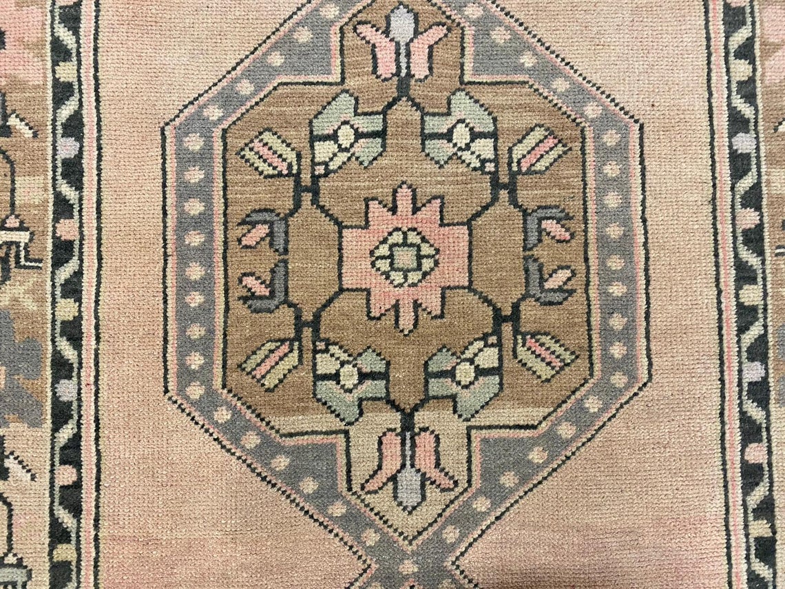 3x10 Ivory and Pink Turkish Tribal Runner