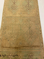 3x13 Green and Ivory Turkish Tribal Runner