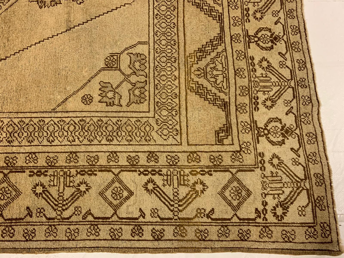 6x11 Ivory Turkish Tribal Rug