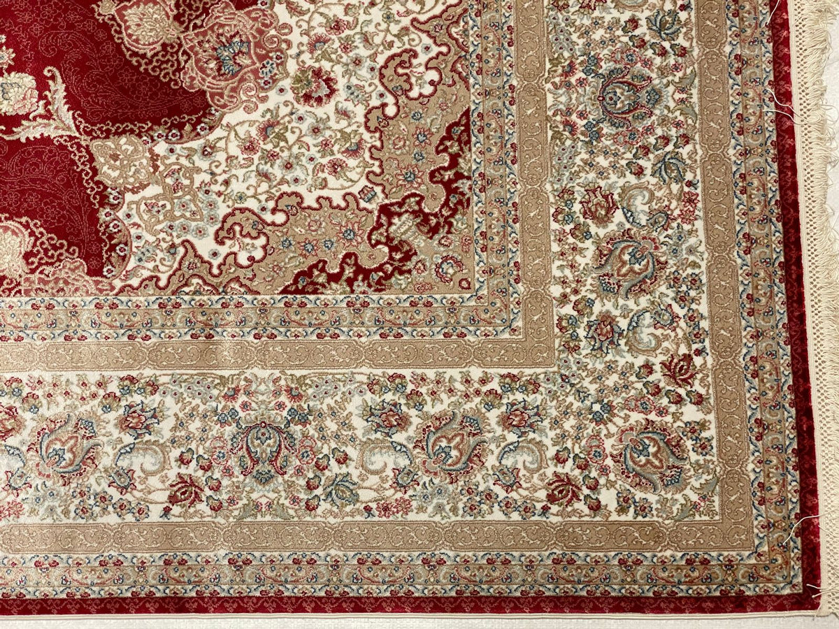 5x8 Red and Off-White Turkish Antep Rug