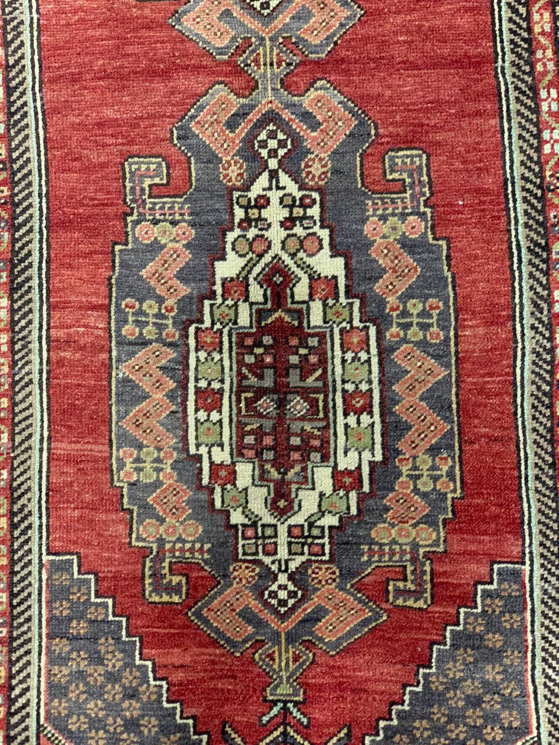 6x11 Beige and Red Turkish Tribal Rug